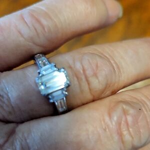 Platinum Diamond Engagement Ring.  1.13 VS1 Center 1.17 FG baguette Diamonds.